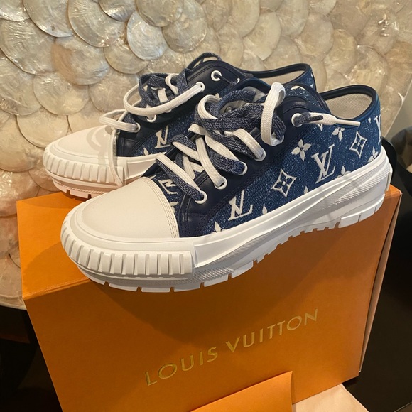 Louis Vuitton Shoes - LV - Louis Vuitton Denim Logo Squad Sneakers